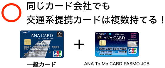 同じカード会社でも交通系提携カードは複数持てる！
